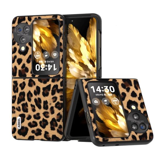 For OPPO Find N3 Flip ABEEL Black Edge Leopard Phone Case(Leopard Print) - Find N3 Flip Cases by buy2fix | Online Shopping UK | buy2fix