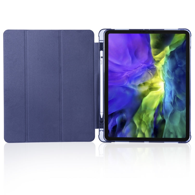 For iPad Air 13 2024 / iPad Pro 12.9 (2020) / iPad Pro 12.9(2018) 3-folding Horizontal Flip PU Leather + Shockproof TPU Tablet Case with Holder & Pen Slot(Dark Blue) - iPad Pro 12.9 (2020) Cases by buy2fix | Online Shopping UK | buy2fix