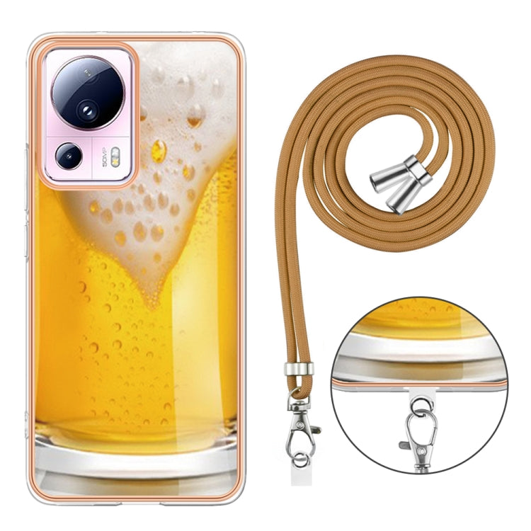 For Xiaomi 13 Lite 5G Electroplating Dual-side IMD Phone Case with Lanyard(Draft Beer) - 13 Lite Cases by buy2fix | Online Shopping UK | buy2fix