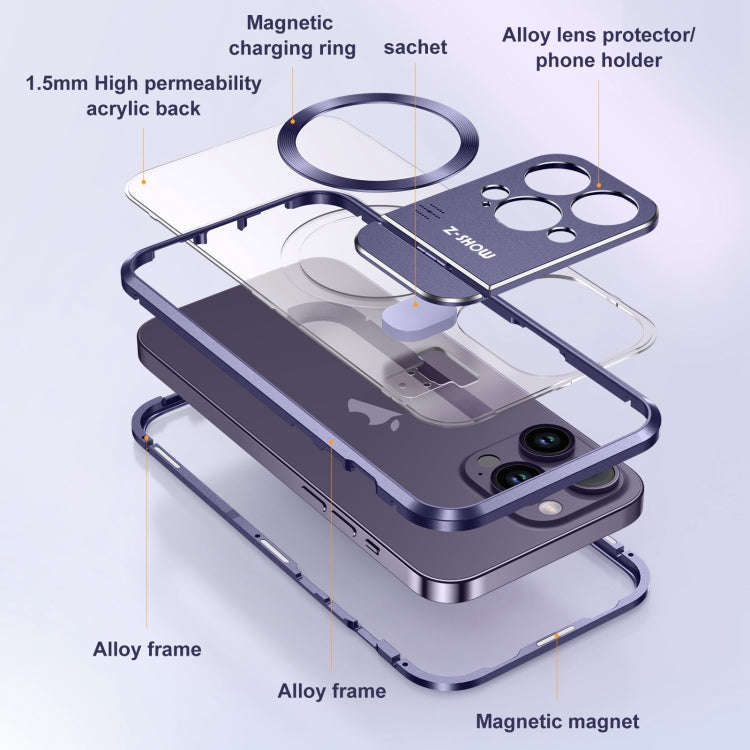 For iPhone 15 Aromatherapy Holder Single-sided MagSafe Magnetic Phone Case(Purple) - iPhone 15 Cases by buy2fix | Online Shopping UK | buy2fix