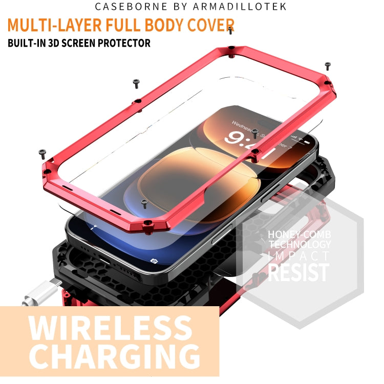 For iPhone 16 Pro R-JUST Sliding Camera IP54 Life Waterproof Holder Phone Case(Red) - iPhone 16 Pro Cases by R-JUST | Online Shopping UK | buy2fix