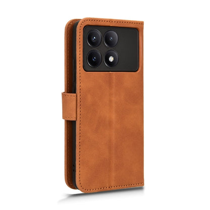 For Xiaomi Redmi K70 / K70 Pro Skin Feel Magnetic Flip Leather Phone Case(Brown) - K70 Pro Cases by buy2fix | Online Shopping UK | buy2fix