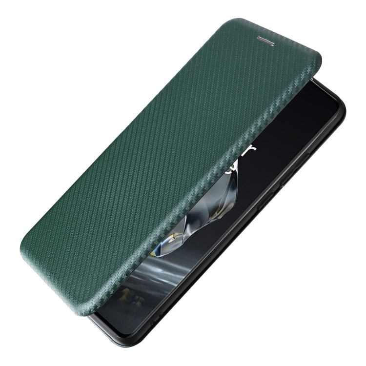 For OnePlus 12 Carbon Fiber Texture Flip Leather Phone Case(Green) - OnePlus Cases by buy2fix | Online Shopping UK | buy2fix