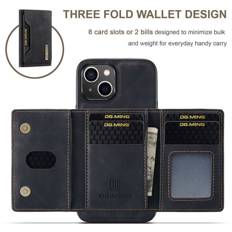 For iPhone 15 Plus DG.MING M2 Series 3-Fold Card Bag Wallet Leather Phone Case(Black) - iPhone 15 Plus Cases by DG.MING | Online Shopping UK | buy2fix