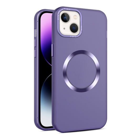 For iPhone 15 CD Texture MagSafe Frosted Translucent Phone Case(Dark Purple) - iPhone 15 Cases by buy2fix | Online Shopping UK | buy2fix