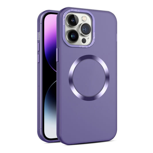 For iPhone 14 Pro Max CD Texture MagSafe Frosted Translucent Phone Case(Dark Purple) - iPhone 14 Pro Max Cases by buy2fix | Online Shopping UK | buy2fix