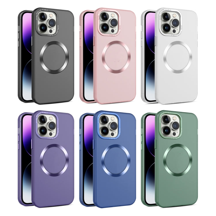 For iPhone 15 CD Texture MagSafe Frosted Translucent Phone Case(Dark Purple) - iPhone 15 Cases by buy2fix | Online Shopping UK | buy2fix