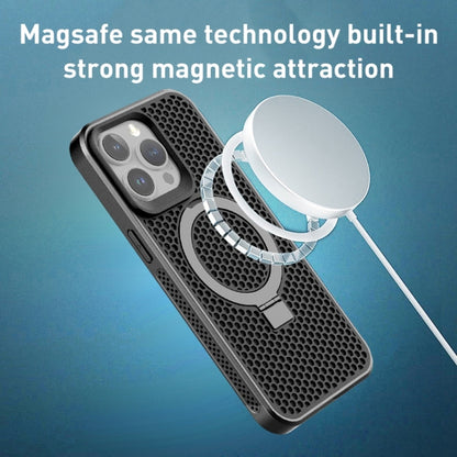 For iPhone 12/12 Pro Skin Feel PC+TPU Cooling Magnetic Magsafe Phone Case with Stand(Black) - iPhone 12 / 12 Pro Cases by buy2fix | Online Shopping UK | buy2fix