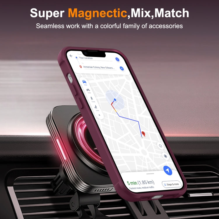 For iPhone 14 Plus MagSafe Magnetic Rotating Holder Phone Case(Wine Red) - iPhone 14 Plus Cases by buy2fix | Online Shopping UK | buy2fix