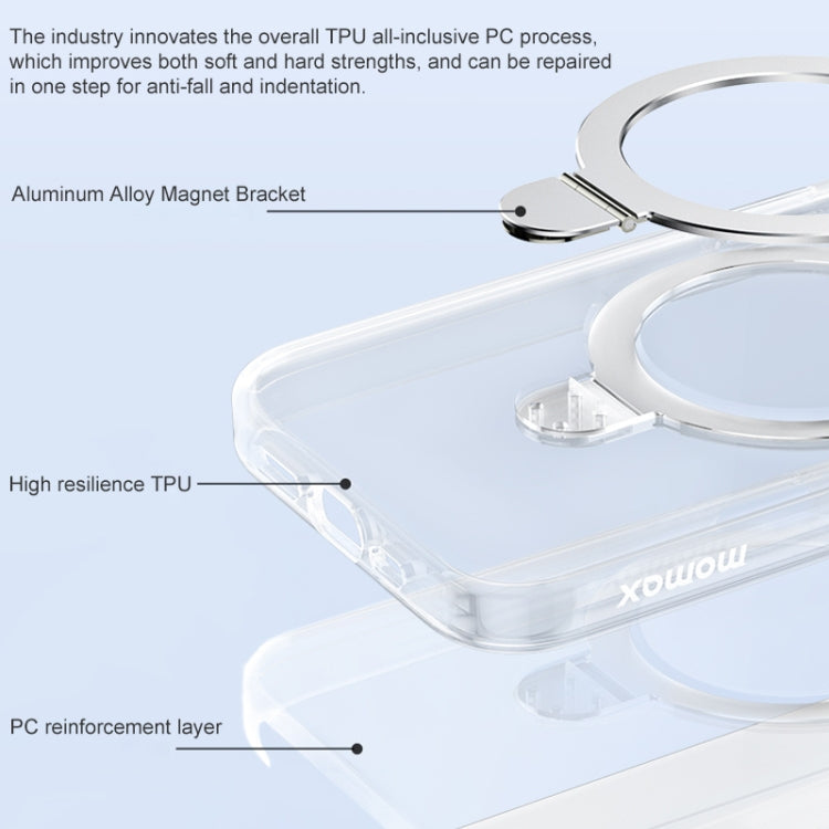 For iPhone 15 Pro Max MOMAX Magsafe Metal Holder Clear Phone Case(Transparent) - iPhone 15 Pro Max Cases by MOMAX | Online Shopping UK | buy2fix