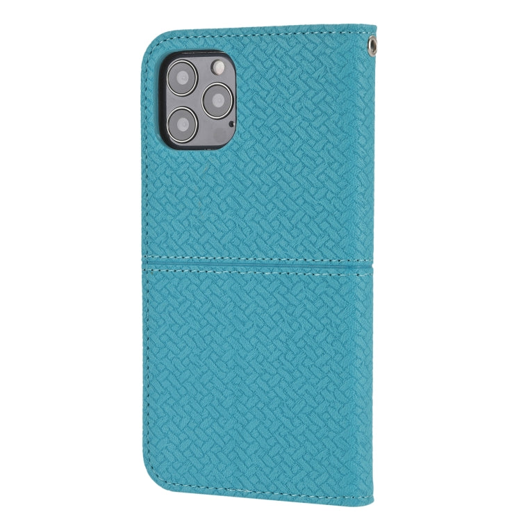 For iPhone 16 Pro Woven Texture Stitching Magnetic Leather Phone Case(Blue) - iPhone 16 Pro Cases by buy2fix | Online Shopping UK | buy2fix