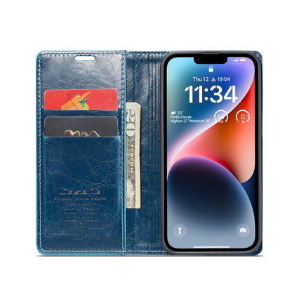 For iPhone 15 CaseMe 003 Crazy Horse Texture Leather Phone Case(Blue) - iPhone 15 Cases by CaseMe | Online Shopping UK | buy2fix