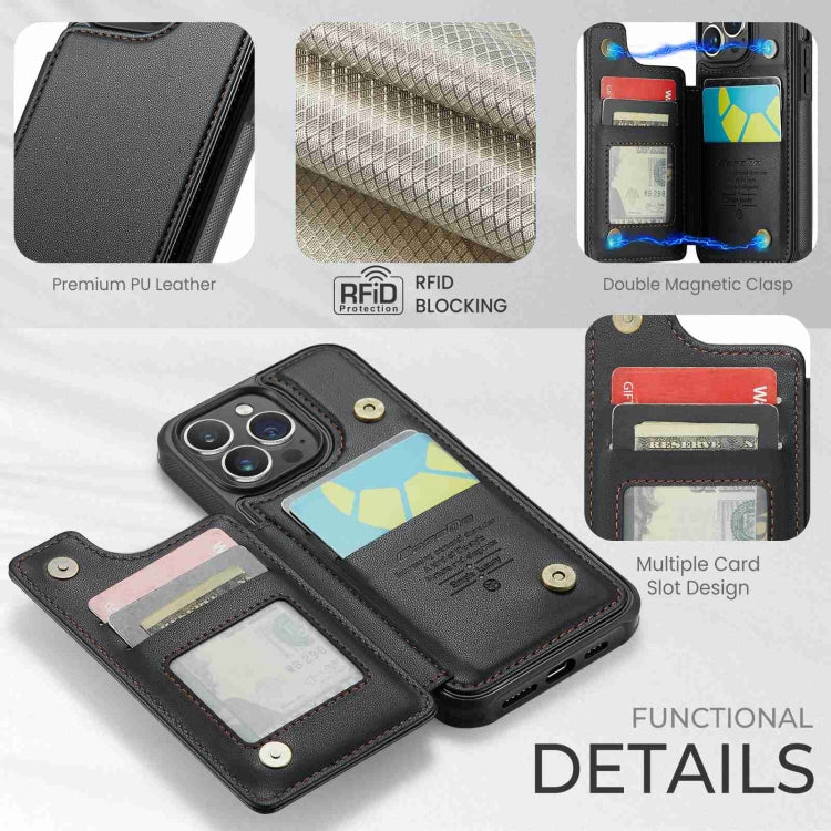 For iPhone 14 Pro CaseMe C22 Card Slots Holder RFID Anti-theft Phone Case(Black) - iPhone 14 Pro Cases by CaseMe | Online Shopping UK | buy2fix