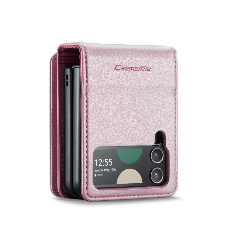 For Samsung Galaxy Z Flip4 5G CaseMe C22 PC+TPU Business Style RFID Anti-theft Leather Phone Case(Pink) - Galaxy Z Flip4 5G Cases by CaseMe | Online Shopping UK | buy2fix