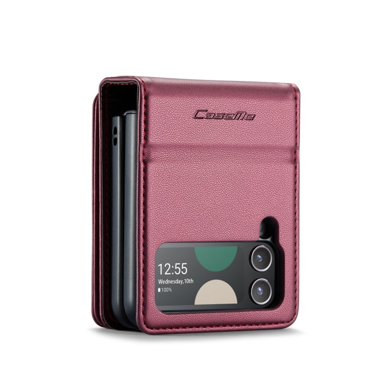 For Samsung Galaxy Z Flip4 5G CaseMe C22 PC+TPU Business Style RFID Anti-theft Leather Phone Case(Wine Red) - Galaxy Z Flip4 5G Cases by CaseMe | Online Shopping UK | buy2fix