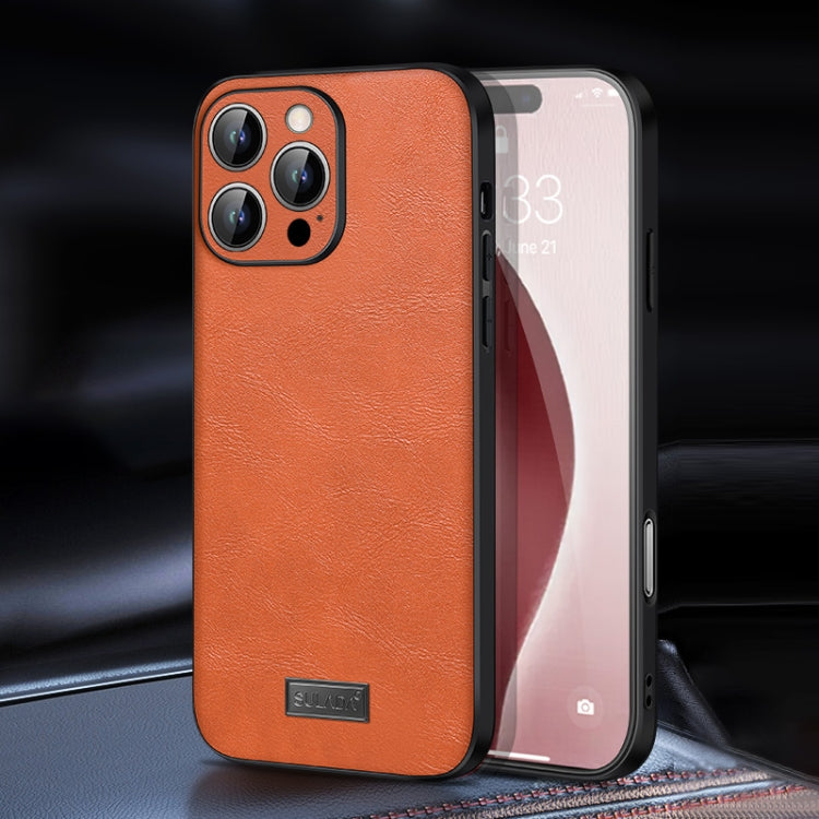 For iPhone 16 Pro SULADA Shockproof TPU Hybrid Handmade Leather Phone Case(Orange) - iPhone 16 Pro Cases by SULADA | Online Shopping UK | buy2fix