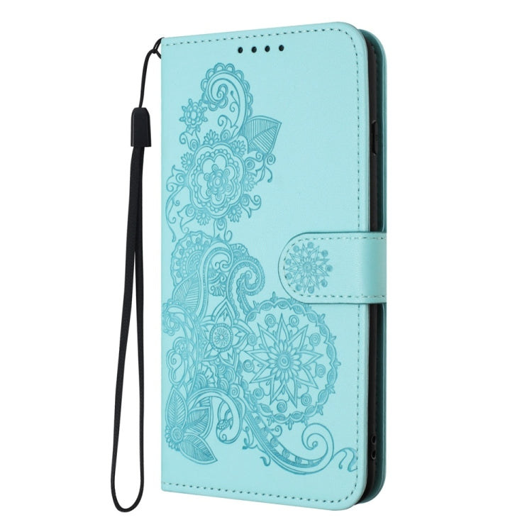 For Motorola Edge 5G 2024 Datura Flower Embossed Flip Leather Phone Case(Light Blue) - Motorola Cases by buy2fix | Online Shopping UK | buy2fix