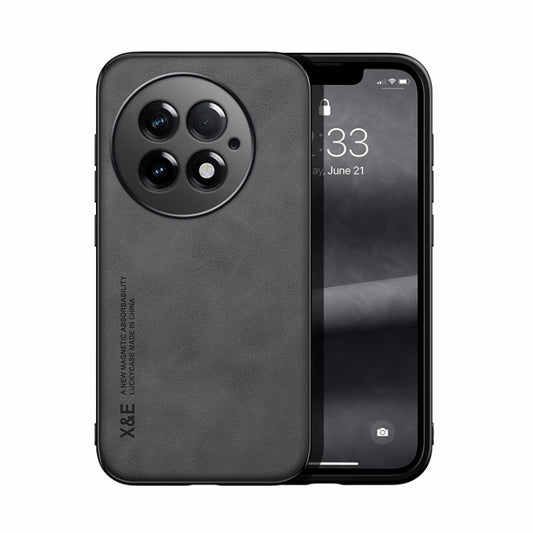 For OnePlus 13 Skin Feel Magnetic Leather Back Phone Case(Dark Grey) - OnePlus Cases by buy2fix | Online Shopping UK | buy2fix