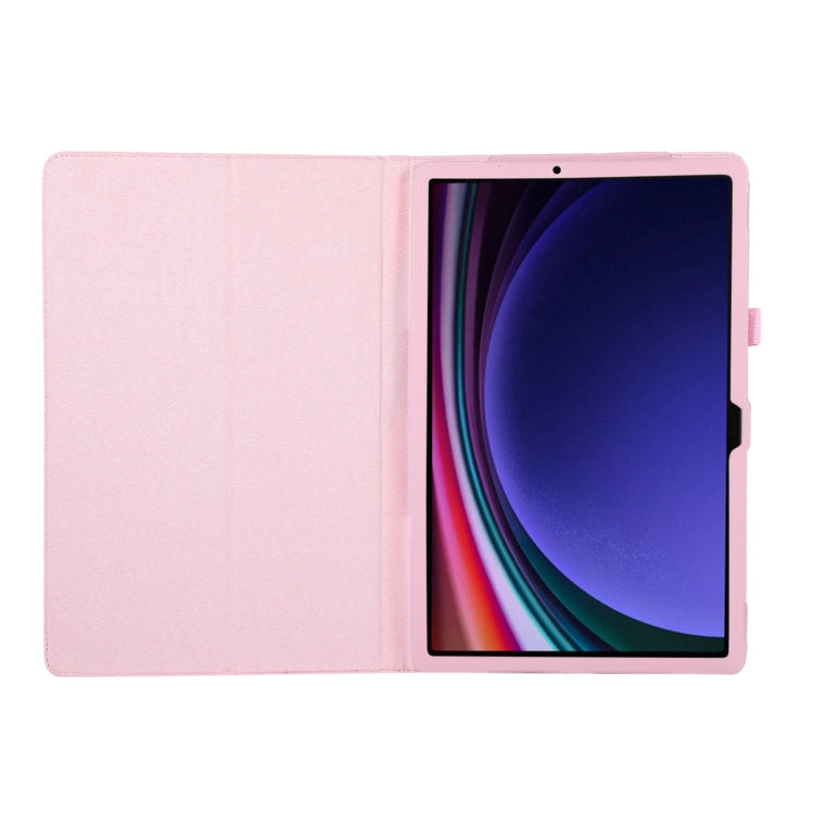 For Samsung Galaxy Tab S9+ Litchi Texture Leather Tablet Case with Holder(Pink) - Other Galaxy Tab PC by buy2fix | Online Shopping UK | buy2fix