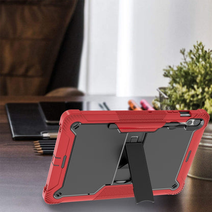 For Samsung Galaxy Tab S9+ Shockproof Silicone Hybrid PC Tablet Case with Holder(Black + Red) - Galaxy Tab S9+ Cases by buy2fix | Online Shopping UK | buy2fix