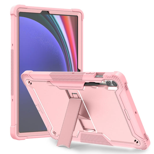 For Samsung Galaxy Tab S9+ Shockproof Silicone Hybrid PC Tablet Case with Holder(Rose Gold) - Galaxy Tab S9+ Cases by buy2fix | Online Shopping UK | buy2fix