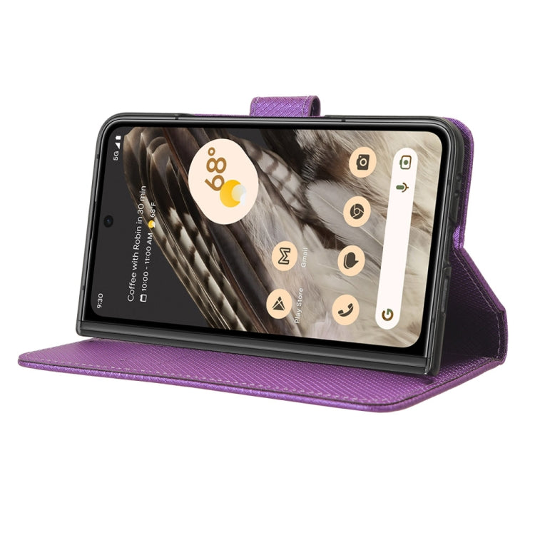 For Google Pixel Fold Diamond Texture Leather Phone Case(Purple) - Google Cases by buy2fix | Online Shopping UK | buy2fix