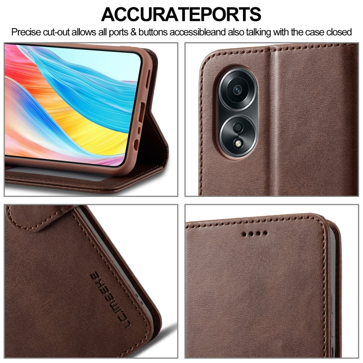 For OPPO A58 4G / A98 5G / F23 5G LC.IMEEKE Calf Texture Horizontal Flip Leather Case(Brown) - OPPO Cases by LC.IMEEKE | Online Shopping UK | buy2fix
