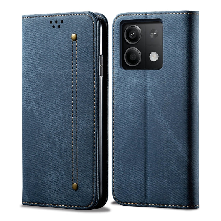 For Xiaomi Redmi 13C 5G Global Denim Texture Casual Style Horizontal Flip Leather Case(Blue) - 13C Cases by buy2fix | Online Shopping UK | buy2fix