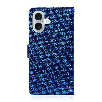 For iPhone 16 Glitter Powder Filp Leather Phone Case(Blue) - iPhone 16 Cases by buy2fix | Online Shopping UK | buy2fix