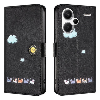 For Xiaomi Redmi Note 13 Pro+ Cartoon Cats Leather Phone Case(Black) - Note 13 Pro+ Cases by buy2fix | Online Shopping UK | buy2fix