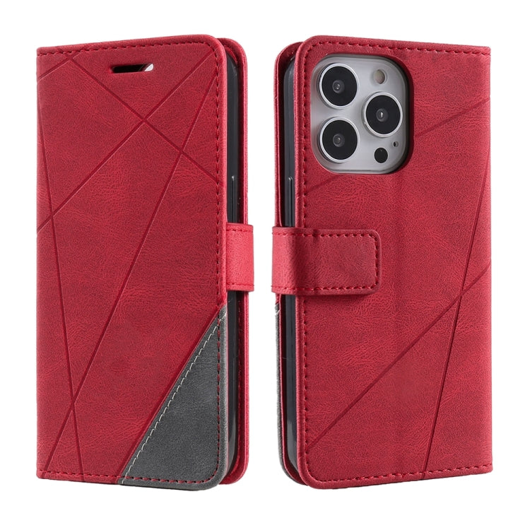 For iPhone 16 Pro Max Skin Feel Splicing Leather Phone Case(Red) - iPhone 16 Pro Max Cases by buy2fix | Online Shopping UK | buy2fix