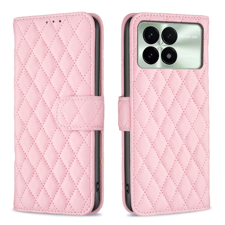 For Xiaomi Redmi K70E Diamond Lattice Wallet Leather Flip Phone Case(Pink) - K70E Cases by buy2fix | Online Shopping UK | buy2fix