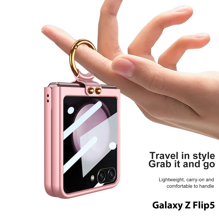 For Samsung Galaxy Z Flip5 GKK Integrated Ultra-thin PC Ring Holder Phone Case(Black) - Galaxy Z Flip5 Cases by GKK | Online Shopping UK | buy2fix