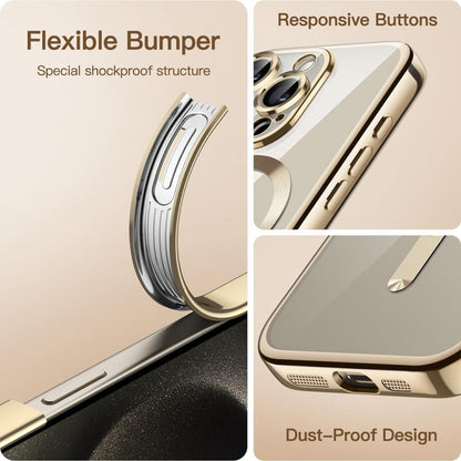 For iPhone 14 Pro Magsafe Magnetic Transparent Electroplated TPU Phone Case(Gold) - iPhone 14 Pro Cases by buy2fix | Online Shopping UK | buy2fix