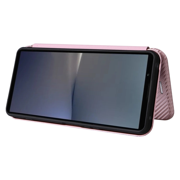 For Sony Xperia 1 VI 2024 Carbon Fiber Texture Flip Leather Phone Case(Pink) - Sony Cases by buy2fix | Online Shopping UK | buy2fix