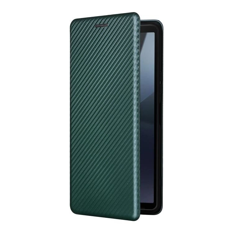 For Sony Xperia 10 VI 2024 Carbon Fiber Texture Flip Leather Phone Case(Green) - Sony Cases by buy2fix | Online Shopping UK | buy2fix