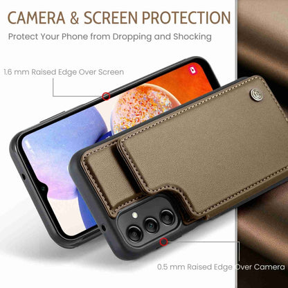 For Samsung Galaxy A14 CaseMe C22 Card Slots Holder RFID Anti-theft Phone Case(Brown) - Galaxy Phone Cases by CaseMe | Online Shopping UK | buy2fix