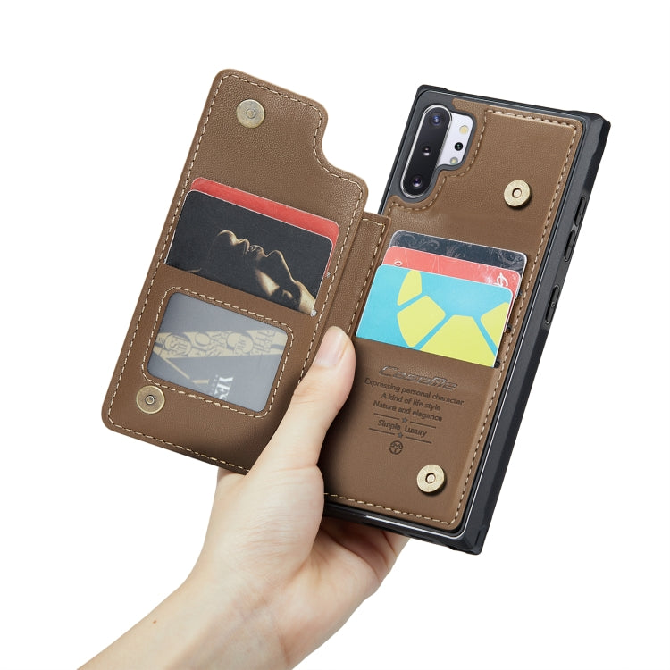 For Samsung Galaxy Note10+ 5G CaseMe C22 Card Slots Holder RFID Anti-theft Phone Case(Brown) - Galaxy Phone Cases by CaseMe | Online Shopping UK | buy2fix