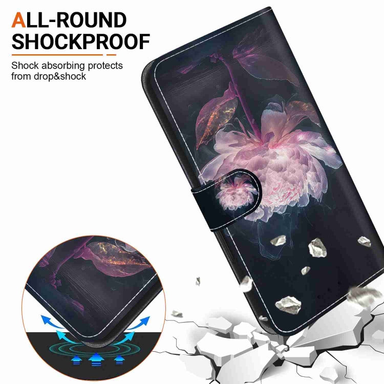 For OnePlus 11 Crystal Texture Colored Drawing Leather Phone Case(Purple Peony) - OnePlus Cases by buy2fix | Online Shopping UK | buy2fix