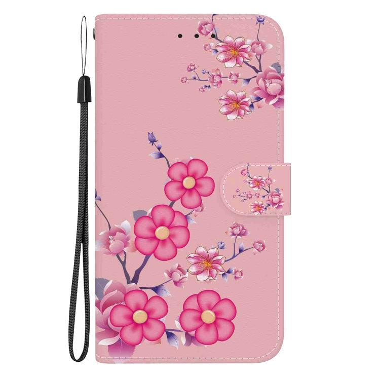 For OnePlus 11 Crystal Texture Colored Drawing Leather Phone Case(Cherry Blossoms) - OnePlus Cases by buy2fix | Online Shopping UK | buy2fix