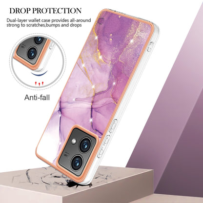 For Motorola Moto G84 Electroplating Marble Dual-side IMD Phone Case(Purple 001) - Motorola Cases by buy2fix | Online Shopping UK | buy2fix