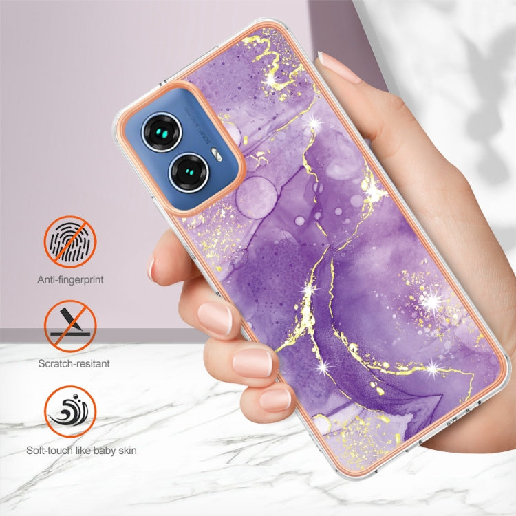 For Motorola Moto G34 Electroplating Marble Dual-side IMD Phone Case(Purple 002) - Motorola Cases by buy2fix | Online Shopping UK | buy2fix