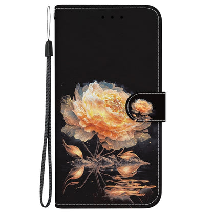 For iPhone 16 Pro Crystal Texture Colored Drawing Leather Phone Case(Gold Peony) - iPhone 16 Pro Cases by buy2fix | Online Shopping UK | buy2fix