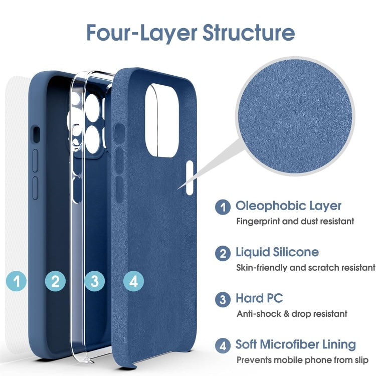 For iPhone 16 Microfiber Liquid Silicone Shockproof Phone Case(Blue) - iPhone 16 Cases by buy2fix | Online Shopping UK | buy2fix