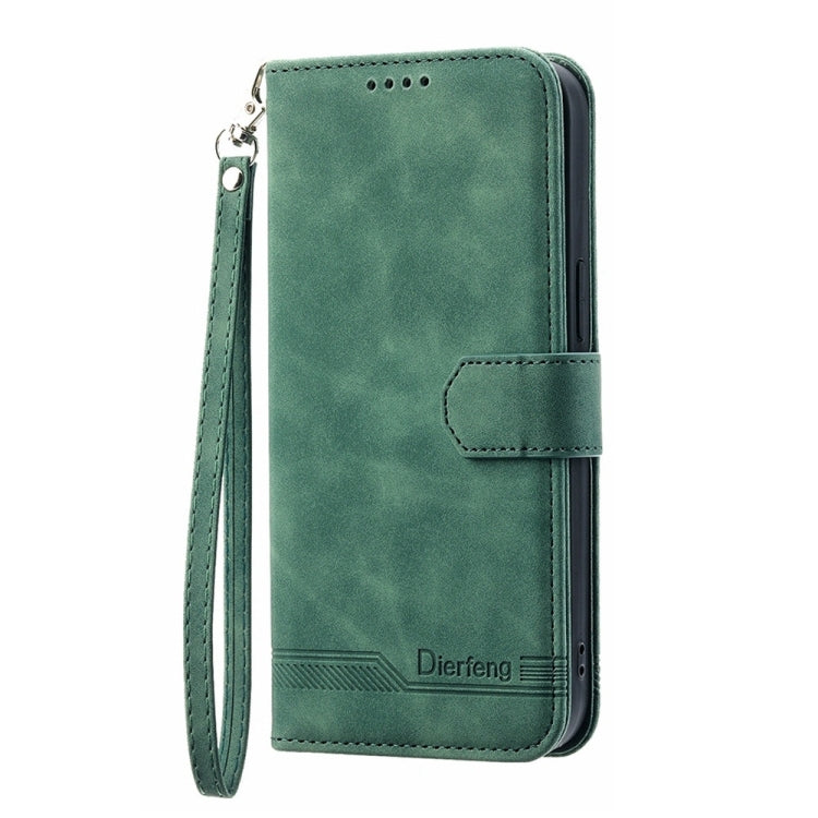 For iPhone 16 Plus Dierfeng Dream Line TPU + PU Leather Phone Case(Green) - iPhone 16 Plus Cases by buy2fix | Online Shopping UK | buy2fix