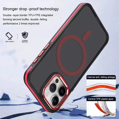 For iPhone 14 / 13 Two-color Frosted MagSafe Magnetic Phone Case(Red) - iPhone 14 Cases by buy2fix | Online Shopping UK | buy2fix