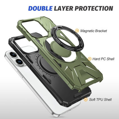 For iPhone 15 Plus MagSafe Magnetic Shockproof Phone Case with Ring Holder(Dark Green) - iPhone 15 Plus Cases by buy2fix | Online Shopping UK | buy2fix