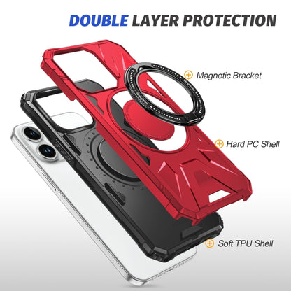 For iPhone 14 Pro MagSafe Magnetic Shockproof Phone Case with Ring Holder(Red) - iPhone 14 Pro Cases by buy2fix | Online Shopping UK | buy2fix