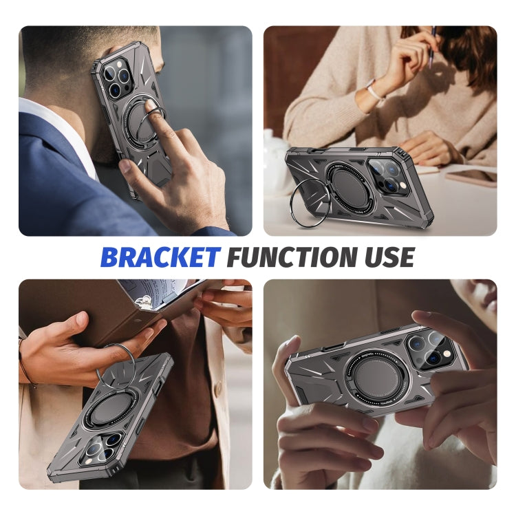 For iPhone 16 Pro MagSafe Magnetic Shockproof Phone Case with Ring Holder(Dark Grey) - iPhone 16 Pro Cases by buy2fix | Online Shopping UK | buy2fix