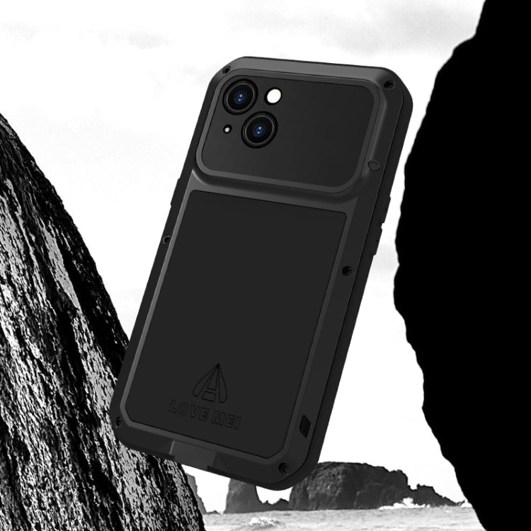 For iPhone 15 LOVE MEI Metal Shockproof Life Waterproof Dustproof Phone Case(Black) - iPhone 15 Cases by LOVE MEI | Online Shopping UK | buy2fix